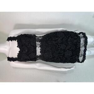New Women’s US 6 Black Lace Cutout Bodycon Dress Goth Night Out Party LBD